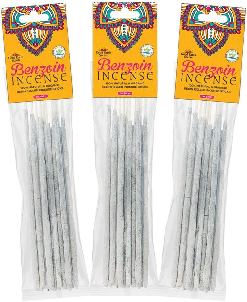 - Benzoin 100% Natural & Organic Resin Rolled Incense Sticks (10 Sticks in a Pack) - Set of 3 Packs