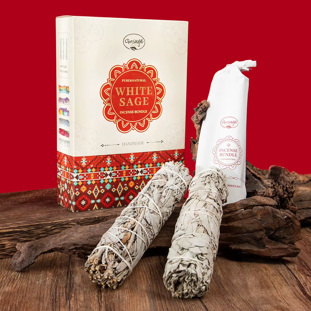 Bundle of three white sage smudge sticks for energy cleansing