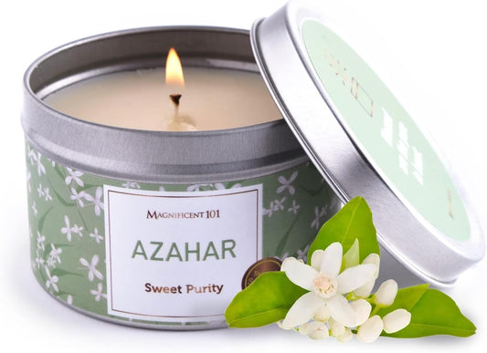 MAGNIFICENT101 Flower Intention Smudge Candle for House Energy Cleansing, Banishes Negative Energy I Purification and Chakra Healing - Natural Soy Wax Tin Candle 6Oz (AZAHAR)